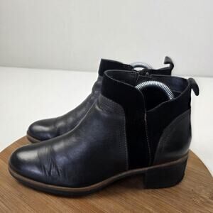 Korks Boots Womens Size 6.5 Black Leather Suede Ankle Chelsea Side Zip‎ Q43803